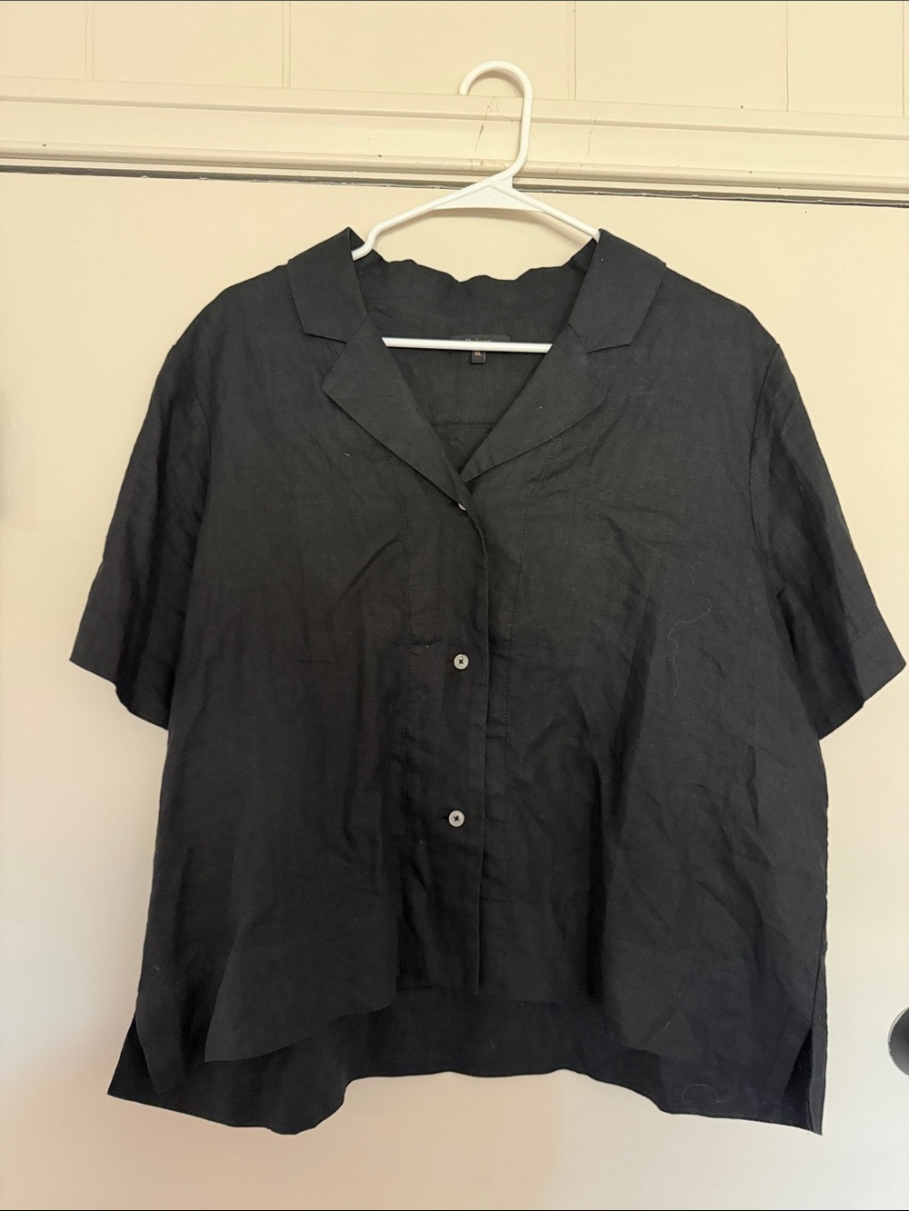 Quince black linen loose fit top
